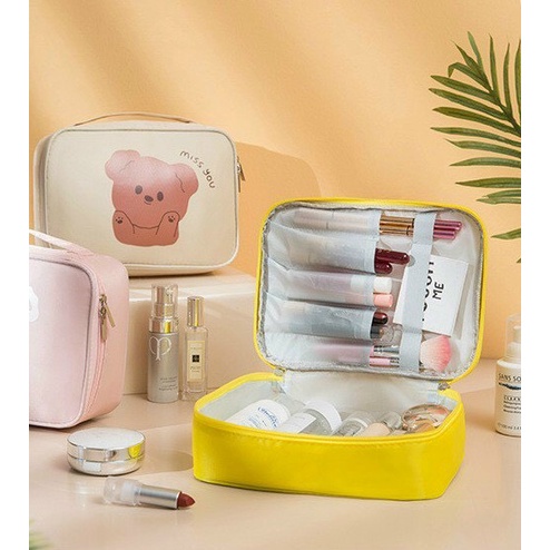 Túi đựng mỹ phẩm đa năng chống thấm nước họa tiết hoạt hình xinh xắn, hình gấu