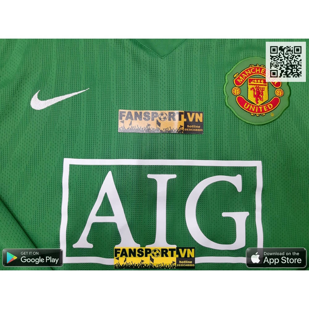 Áo thủ môn bóng đá GK Van Der Sar 1 Manchester United 2007 2008 green goalkeeper shirt