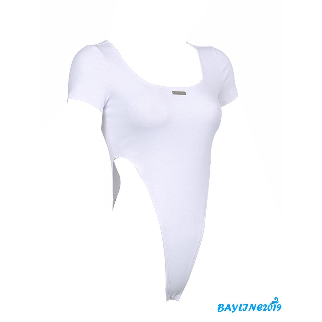 Áo liền quần tay ngắn cổ tròn eo cao phối dây xích phong cách thời trang mùa hè cho nữ