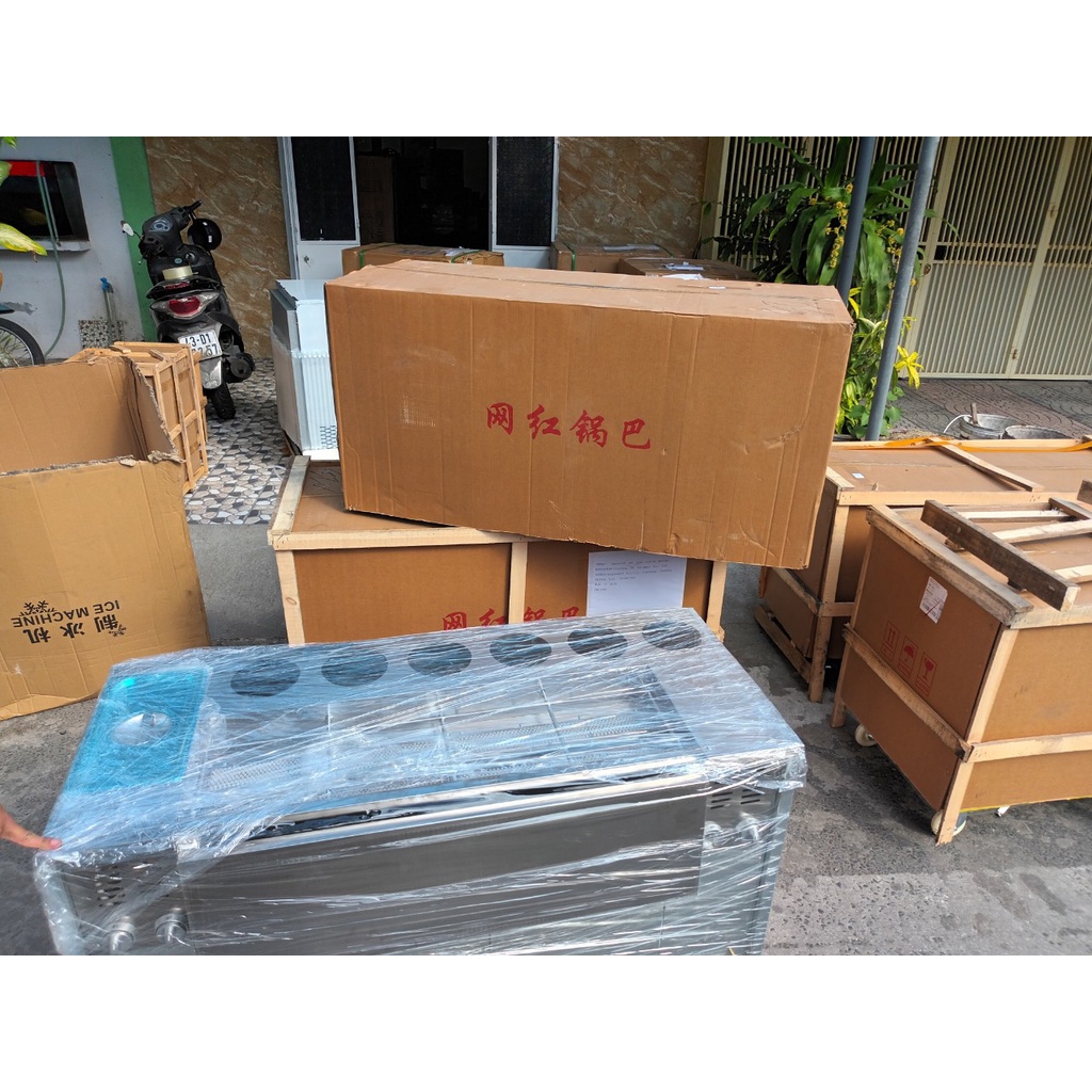 Bếp làm cơm cháy 8 khay-sử dụng gas món ăn vặt đường phố-kinh doanh siêu lợi nhuận