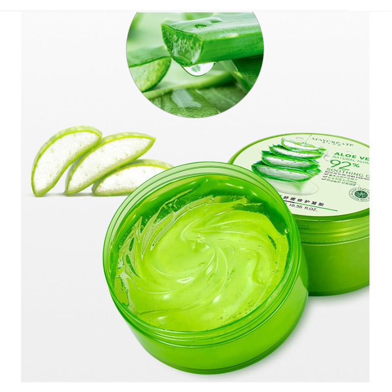 Gel nha đam, gel lô hội Nature Republic Aloe Vera 92% Soothing Gel 300ml - Tặng kèm cọ quét