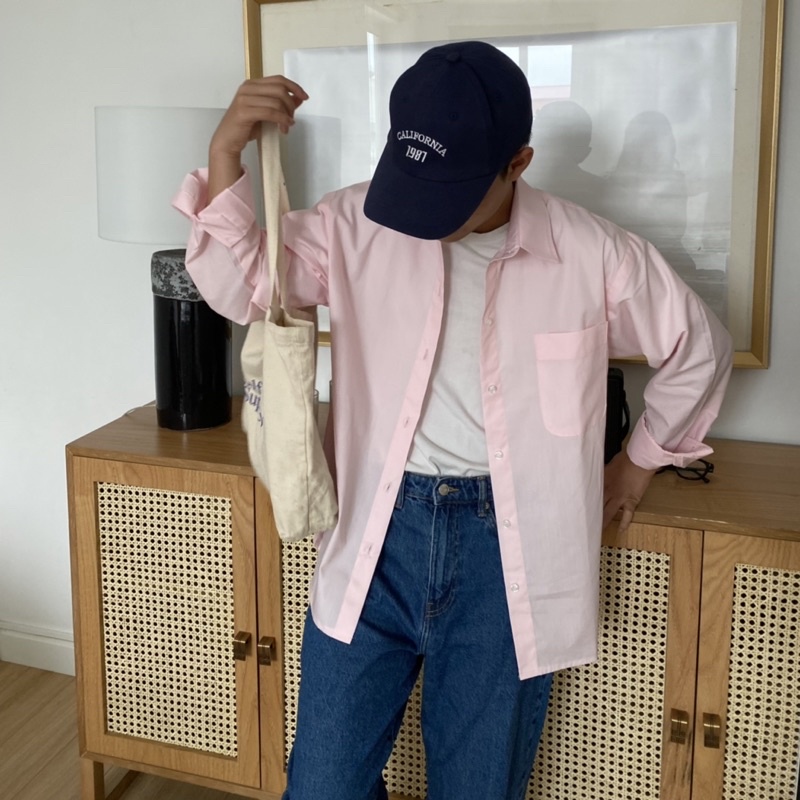 ÁO SƠ MI NAM - HEE BY OHI - Màu Hồng Nhạt Pastel Cotton 100%