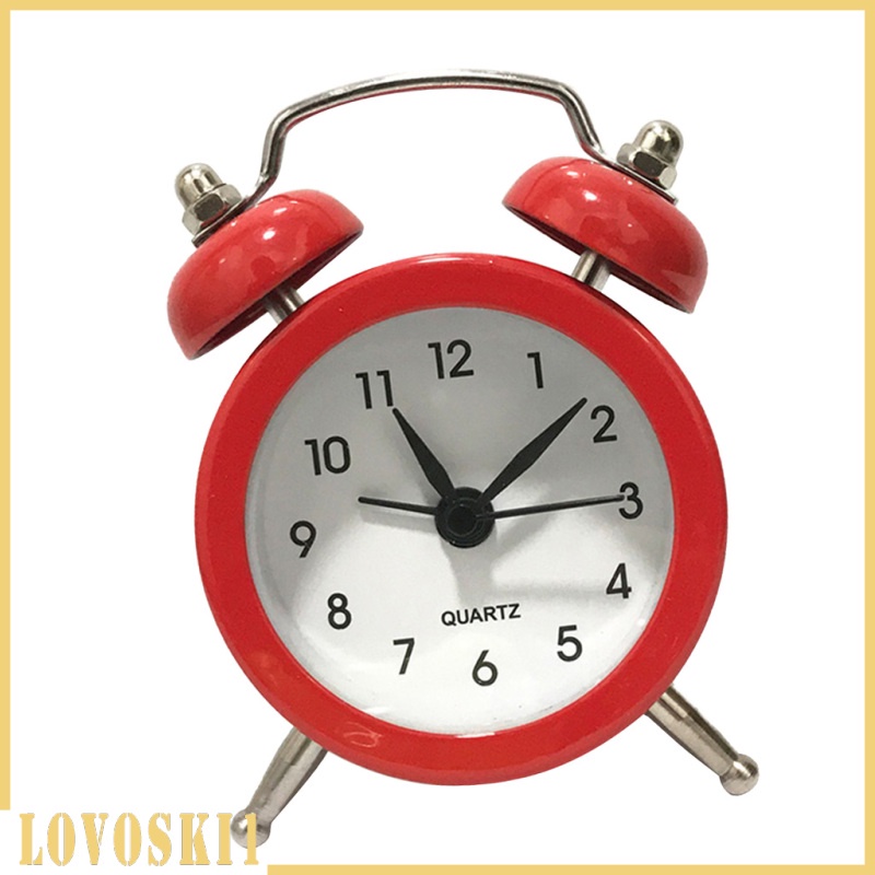 [LOVOSKI1]Battery Powered Quartz Alarm Clock, Loud Twin Bell, Bedside Clocks White