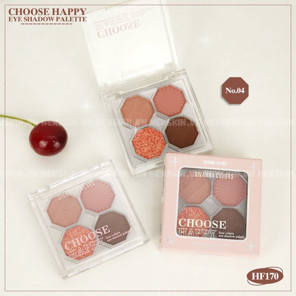 Bảng Phấn Mắt 4 Ô Sivanna Colors Choose Happy Eye x Cheek Shadow Palette HF170