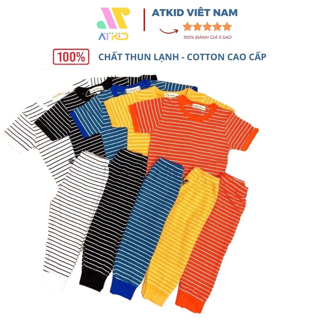 Đồ bộ cộc kẻ quần dài dành cho bé trai bé gái chất liệu cotton mềm mại ATKID Việt Nam