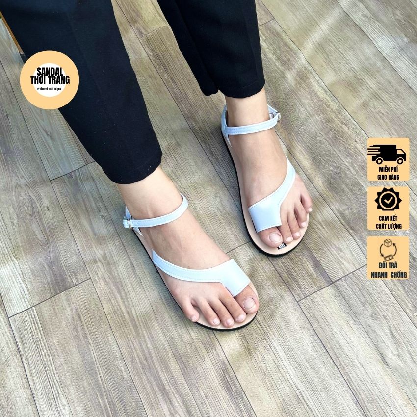 [ẢNH THẬT]Giày sandal nữ xỏ ngón đi học, đi chơi 2 màu Trắng/Đen size 30-42 SANDALTHOITRANG