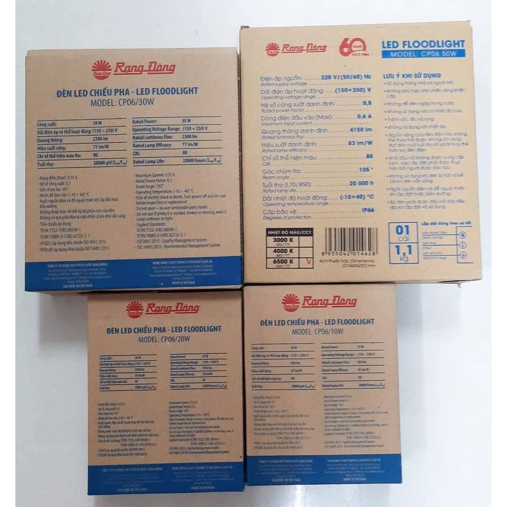 ( CHÍNH HÃNG ) Đèn led pha Rạng Đông, đèn pha chiếu sáng sân vườn, bảng hiệu công suất 10W, 20W, 30W, 50W Chống nước