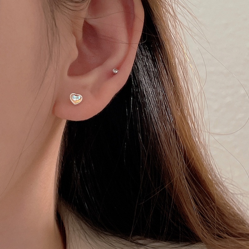 Hoa tai xoắn ốc hình trái tim đầy màu sắc Hoa tai thời trang đơn giản Hoa tai đinh tán của phụ nữ Hàn Quốc