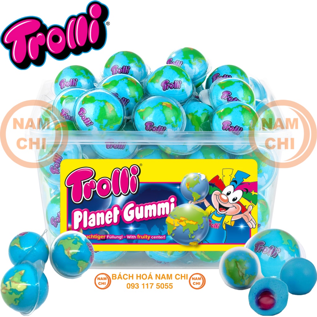 [HỘP 60 VIÊN] Kẹo Dẻo Trolli Planet Gummi Nhân Chảy Hình Địa Cầu Hộp 1128G