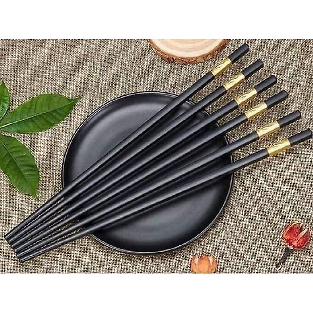 Bộ 10 Đôi Đũa Nhật Mạ Vàng Cao Cấp Dùng An Toàn Cho Bé Yêu, Tương Tự Như Inox, Tre, Gỗ, Phép Thần