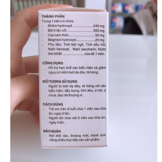 Gastrogel viên nhai chống trào ngược, đau dạ dày lọ /80 viên