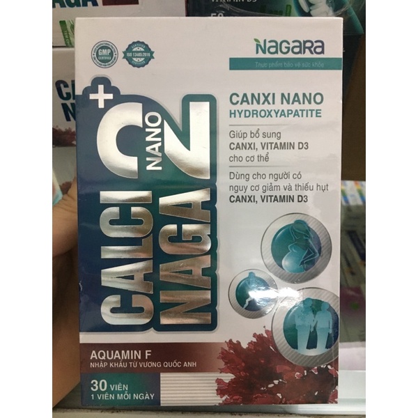 Calci naga nano 2+ hộp 30 viên - hỗ trợ bổ sung canxi , vitamin d3 cho cơ thể