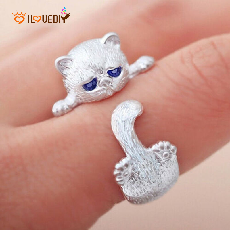 Nhẫn Hở Hình Mèo Dễ Thương Cho Nữ
