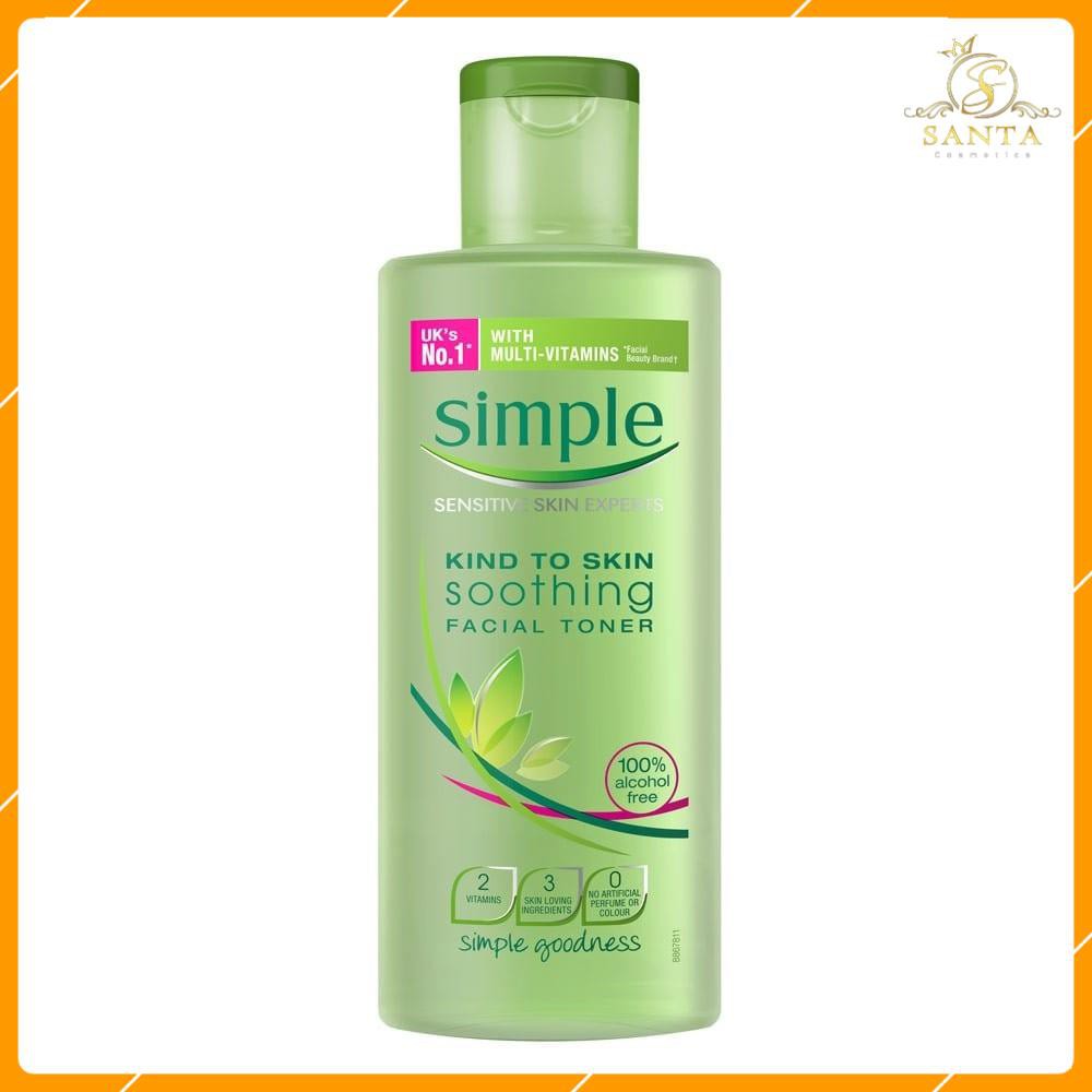 [CHUẨN AUTH] Nước Hoa Hồng Simple Kind to Skin Smothing Facial Toner 200ml ( mẫu cũ )