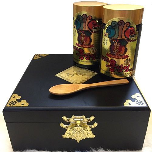 Cao hồng sâm hộp gỗ đen chính hãng - Cao sâm hàn quốc hộp 2 lọ x 250gr