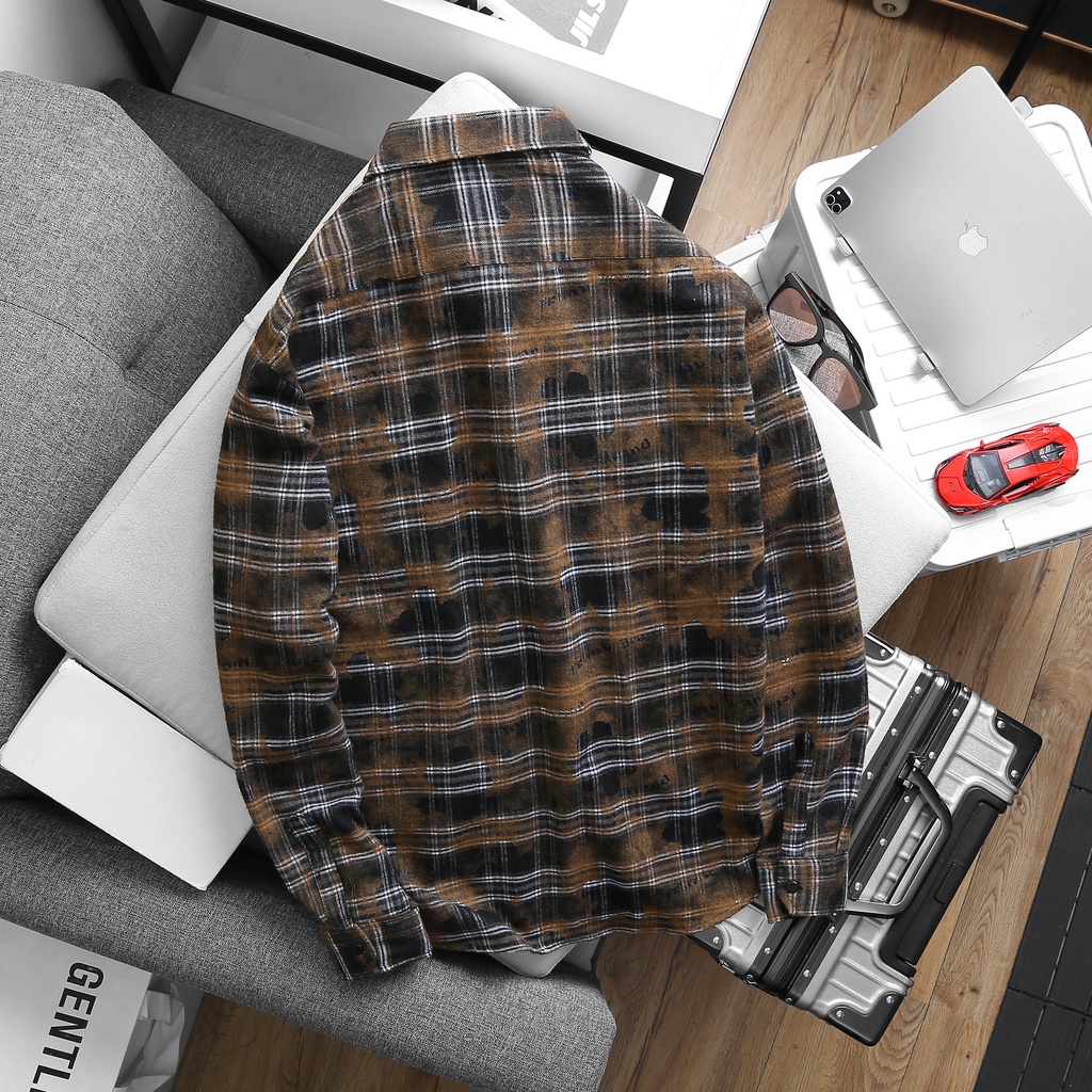 Áo sơ mi nam dài tay họa tiết caro loang siêu xịn vải cotton co giãn, trẻ trung năng động VBSHOP029