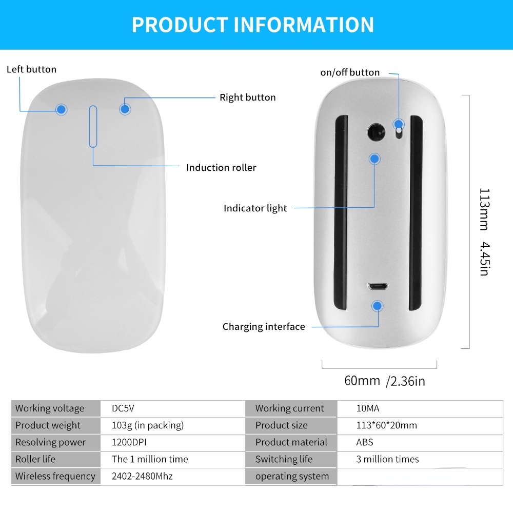 Chuột không dây Bluetooth Có Thể Sạc Lại Tiện Dụng
