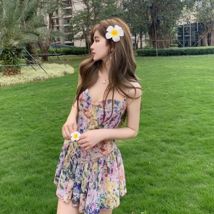 Đầm Hai Dây In Họa Tiết Hoa Xinh Xắn Dành Cho Nữ | BigBuy360 - bigbuy360.vn