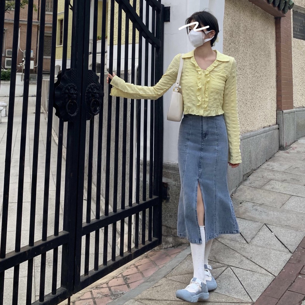 Chân Váy Đuôi Cá Lưng Cao Phong Cách Vintage | BigBuy360 - bigbuy360.vn