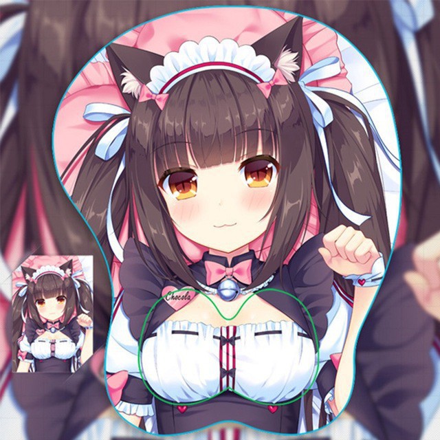 Miếng Lót Chuột Chơi Game 2 Đầu Hình Anime 3d Nekopara Chocolat