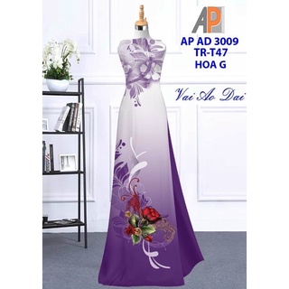 Vải áo dài 3D cao cấp hoa hồng.Shop bán VẢI CHƯA MAY