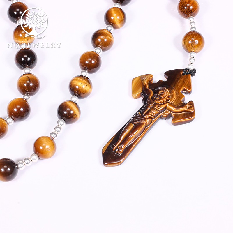 Chuỗi cổ màu vàng nâu phối mặt dây chuyền chúa trên thánh giá NQ Jewelry 47x28mm