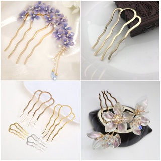 Cán trâm cài tóc kim loại 4 chân - Nguyên liệu làm trâm cài tóc cổ trang handmade DIY