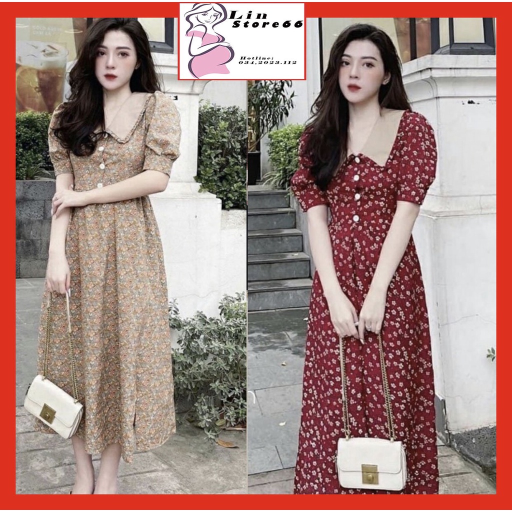 Váy Bầu Hoa Nhí Tay Ngắn Phối Đai Thắt Sau Lưng.Đầm Bầu Thiết Kế Công Sở Mặc Đi Làm  Đi Chơi Mặc ở Nhà A037 Lin Store66