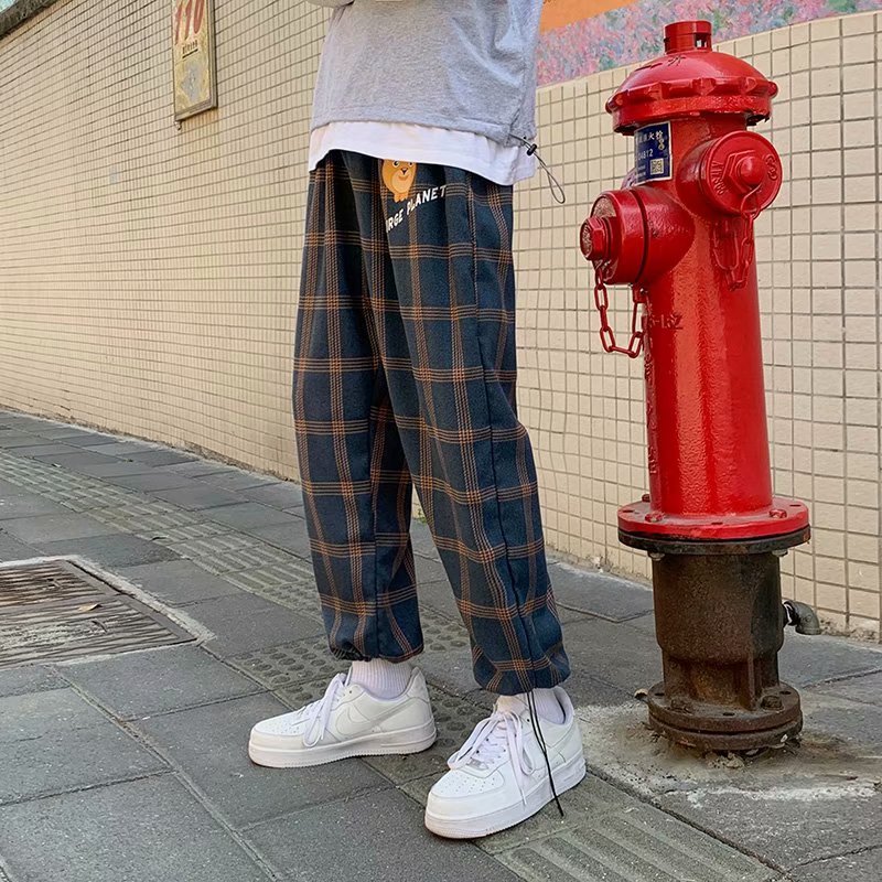 Korean Fashion Bear Print Men's Long Pants Size M-3Xl