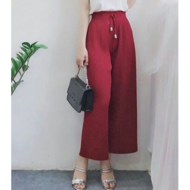 Quần ống rộng xếp ly lưng thun, hình thật ảnh bìa