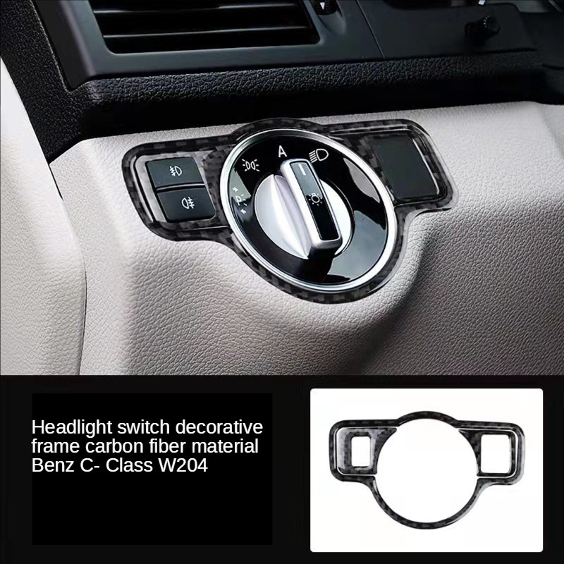 Mercedes W204 Miếng dán trang trí đèn pha xe hơi bằng sợi carbon cho Benz Class C