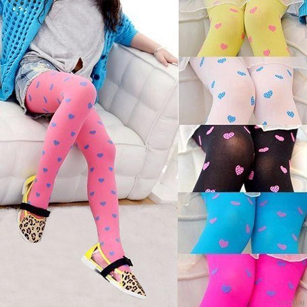 Quần Legging Cotton Họa Tiết Trái Tim Đáng Yêu Cho Bé Gái