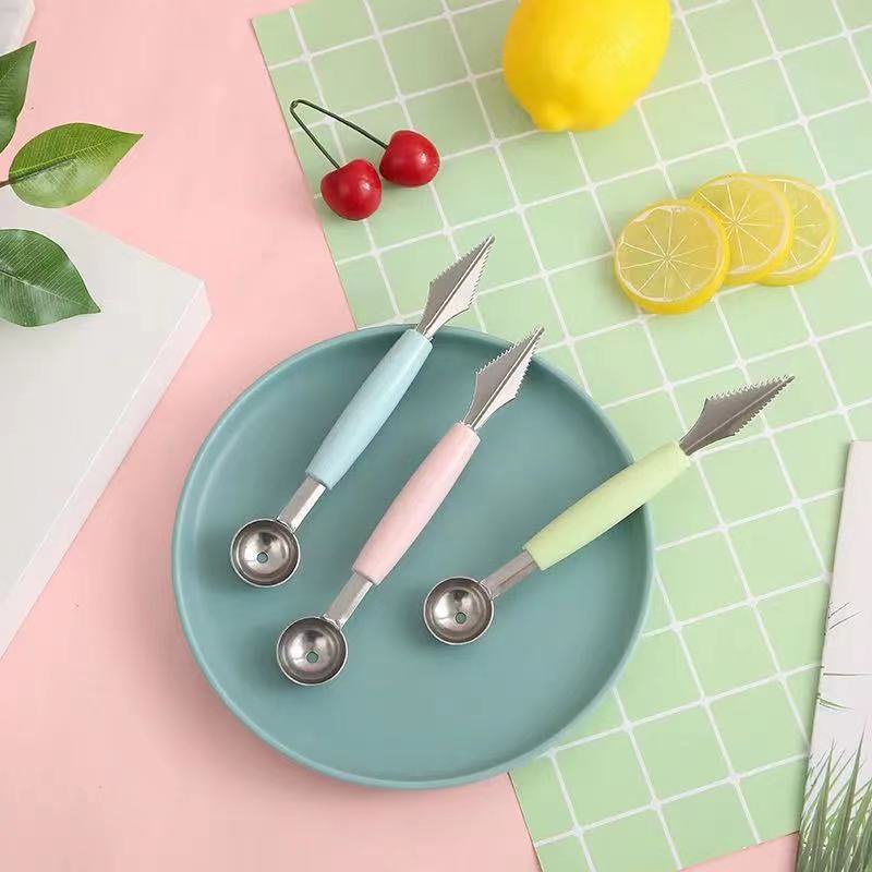 Dụng cụ tỉa hỏa quả 2 đầu inox, Dao tỉa hỏa quả tạo hình