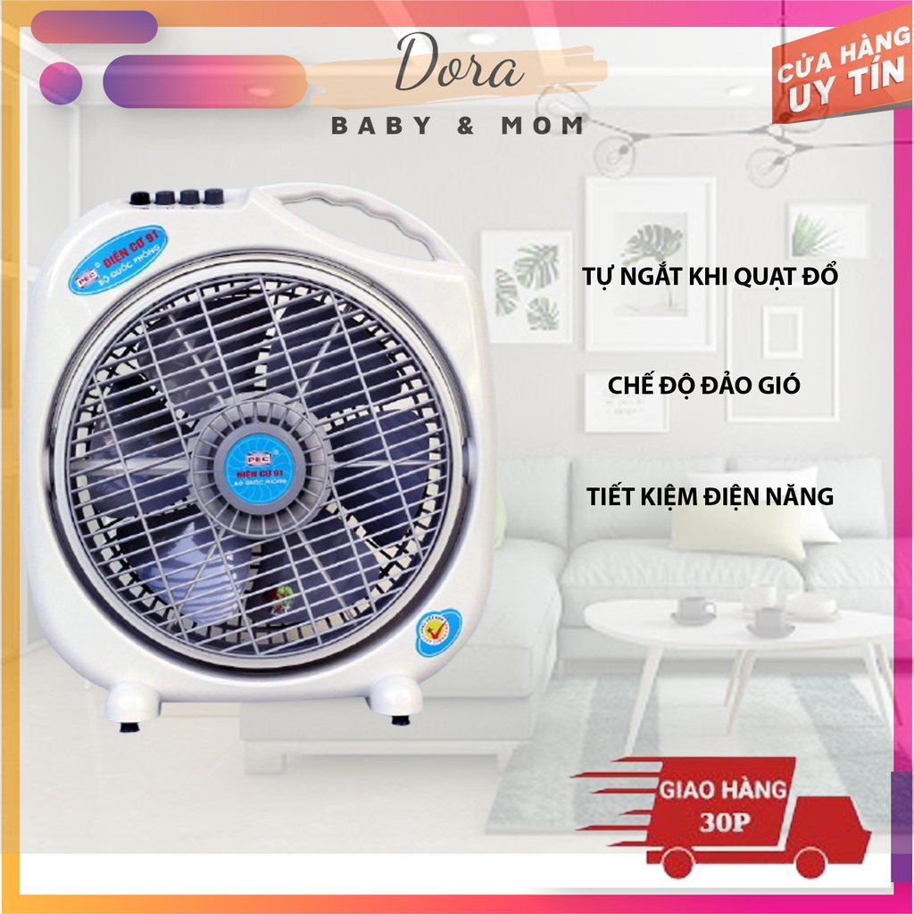 Quạt Tản Gió Điện Cơ 91 QT-300A, Sải Cánh 30cm, Chế Độ Đảo Gió, Tự Ngắt Khi Đổ Để Bảo Vệ Động Cơ