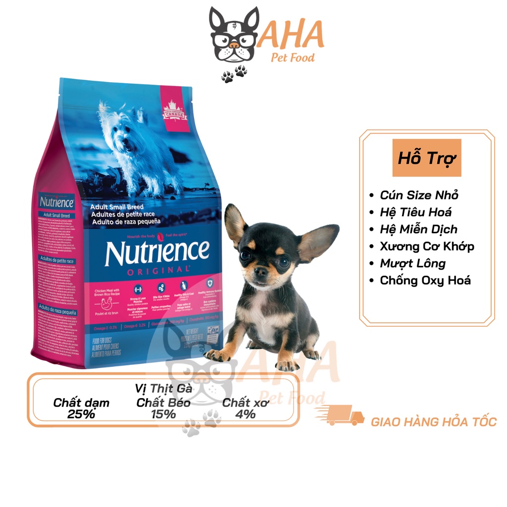 Thức Ăn Cho Chó Chihuahua Nutrience Original Bao 2,5kg Dầu Cá Hồi, Da Lông Bóng Mượt - Thịt Gà, Rau Củ Quả, Trái Cây