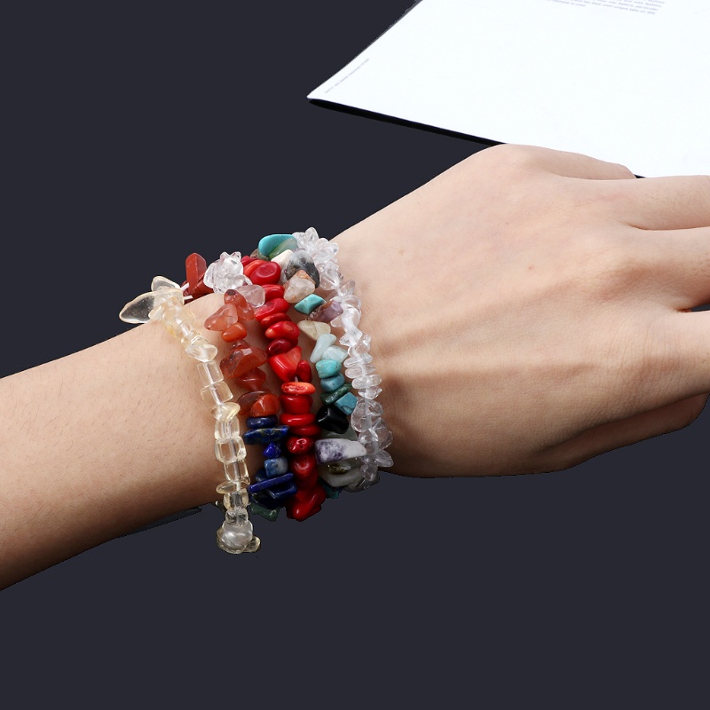 Set 5 Vòng Tay Chuỗi Hạt Đá Chakra 7 Màu Tự Nhiên