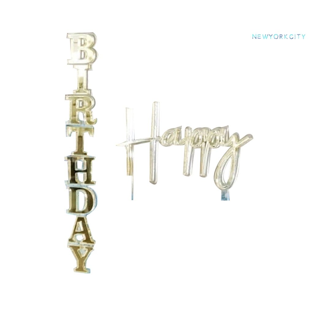 Set 2 Que Cắm Trang Trí Bánh Chữ Happy Birthday Bằng Acrylic