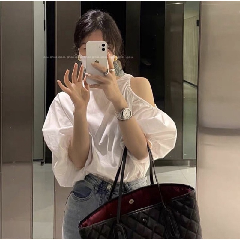 Áo lệch vai chun tay bồng