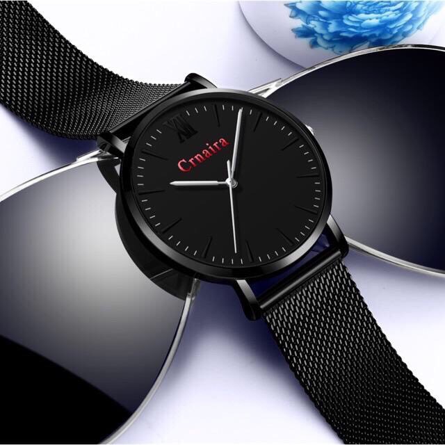 Đồng hồ nam CRNAIRA CR02 chính hãng dây lưới thép nhuyễn mặt tròn có lịch xem ngày | BigBuy360 - bigbuy360.vn