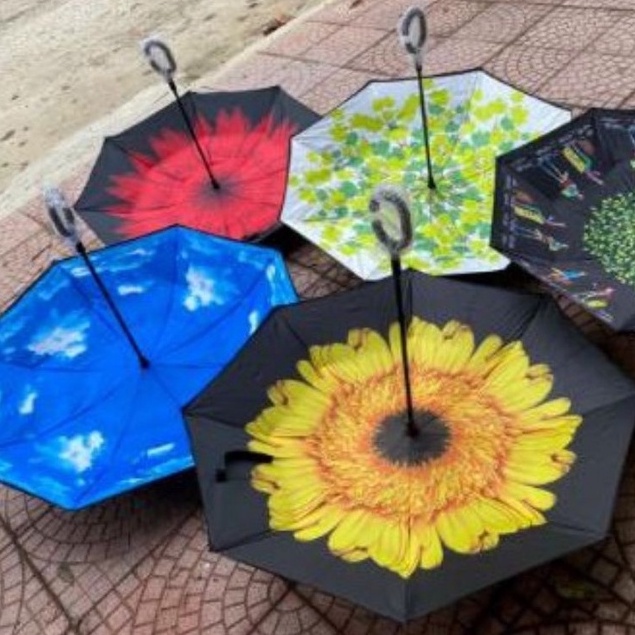 (Bán Buôn Sỉ) Ô dù gấp ngược Kazbrella đa năng thông minh in hình 3D họa tiết Kiểu Nhật