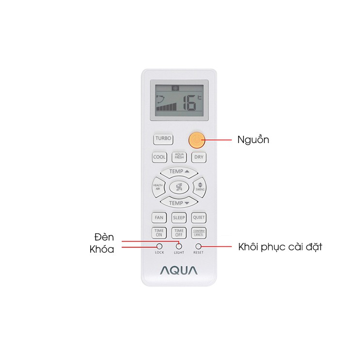 Remote điều khiển điều hòa máy lạnh AQUA nút vàng