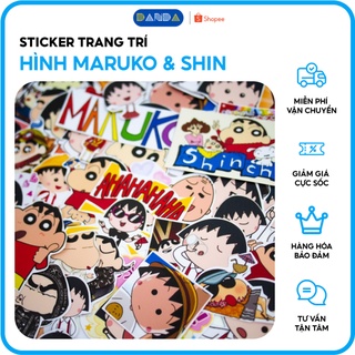 [LẺ 1 CHIẾC] STICKER Trang trí hình MARUKO & SHIN- Chống nước, chống trầy - GIAO NGẪU NHIÊN- Danda Store
