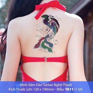 Hình Xăm Dán Tattoo Cao Cấp Hình Phụng Hoàng Tờ Lớn 12x19cm - Mẫu TA11