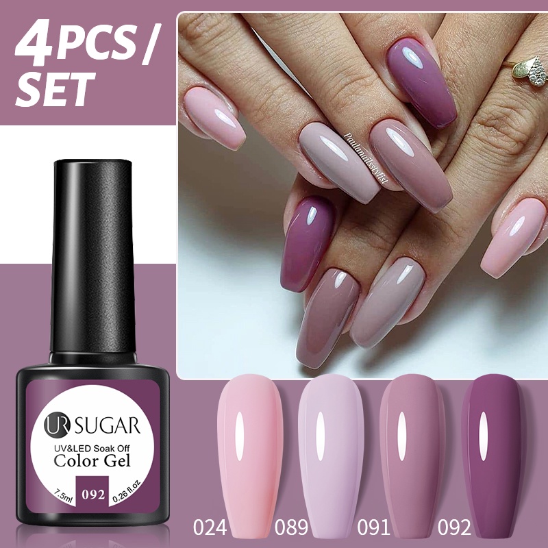 Set 4 chai sơn gel Ur Sugar màu sắc sáng bóng 7.5ml