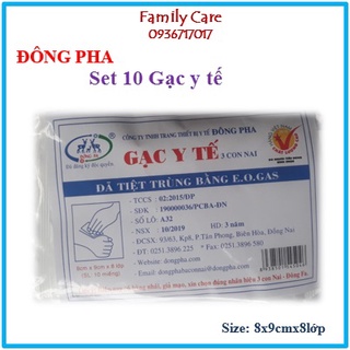 Gạc y tế tiệt trùng Đông Pha 5x6/8x9cm (Gói 10 miếng)