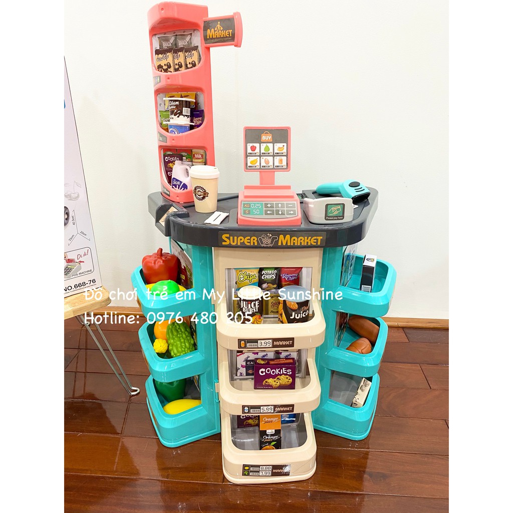 Đồ chơi quầy siêu thị có xe đẩy 47 chi tiết cho Bé