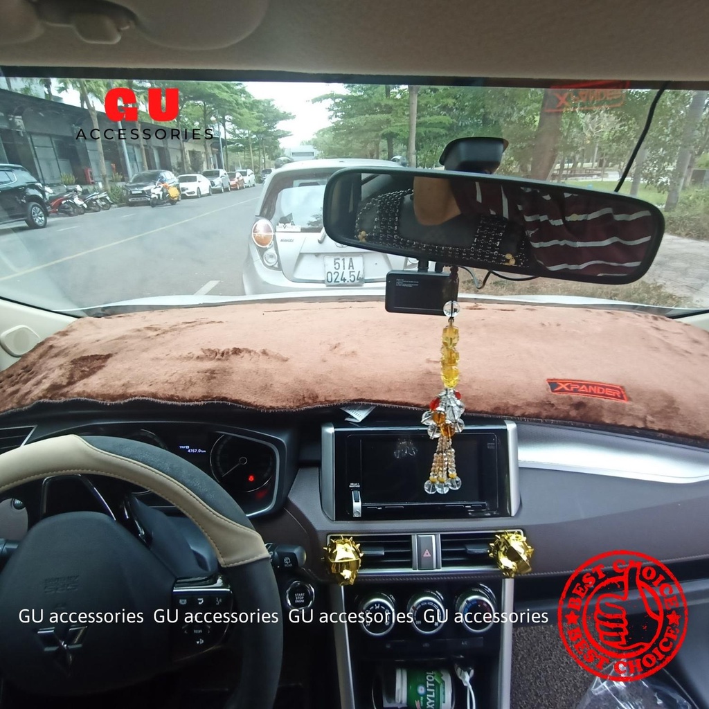 Thảm taplo ô tô MITSUBISHI Xpander Attrage Grandis Outlander Pajero Triton chất liệu da cacbon vân gỗ siêu sợi lông cừu