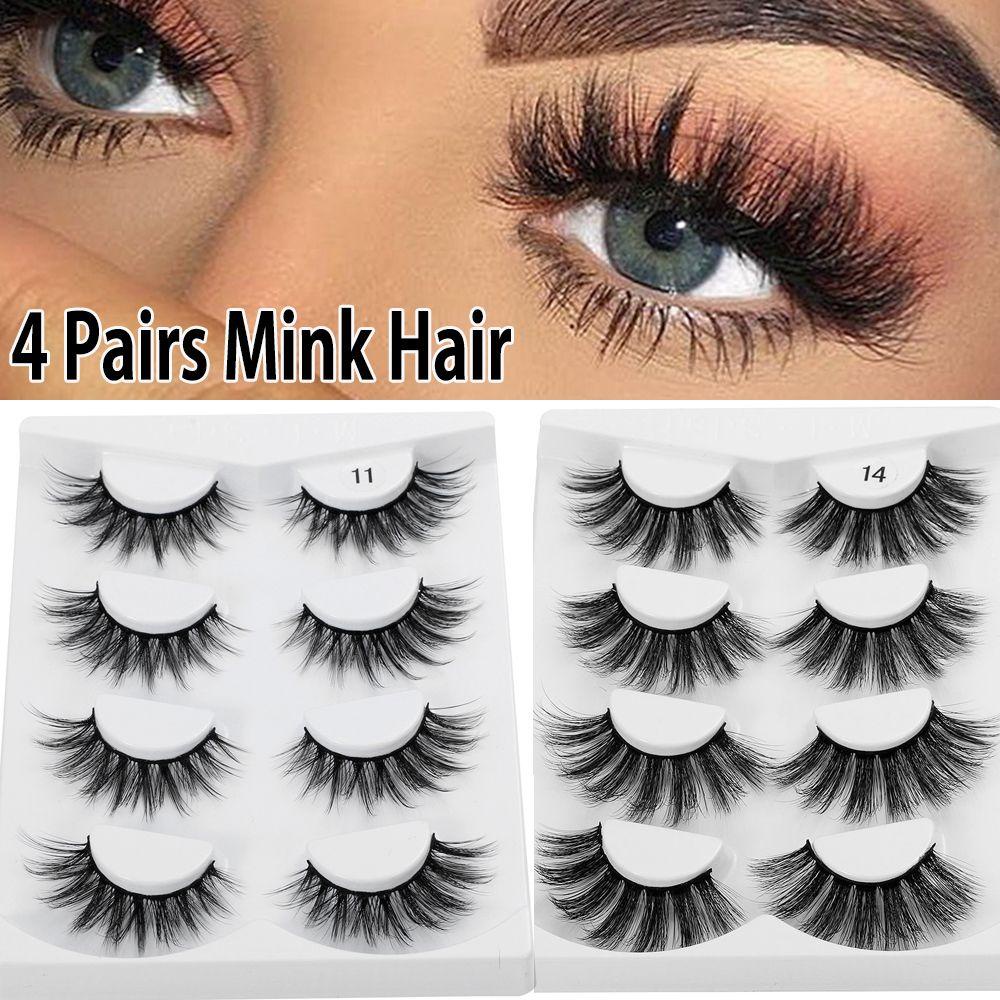 Set 4 Cặp Lông Mi Giả SKONHED 3D Bằng Lông Chồn Xoăn Nhẹ Nhàng
