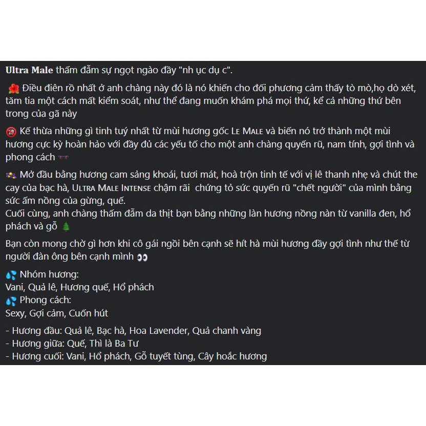 Bi K Shop - Nước hoa nam JPG Ultra Male Intense