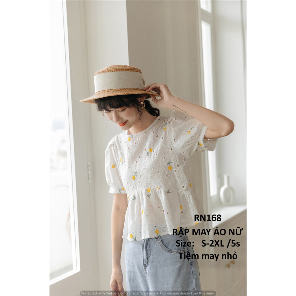 RN168_Rập giấy may áo tay phồng nữ